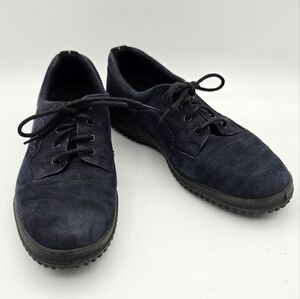 Ecco Soft Navy Leather Suede Lace Up Nubuck Shoes Size 37